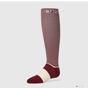 Figs Women's Burgundy and Cream Striped Socks